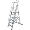 Stufen Stehleiter Krause 8 Stf. Plattform, Sicherheitsbügel stabile Quertraverse mit Fahrrollen 127525