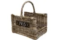 Van der Leeden Kaminholzkorb Feuerholzkorb Rattankorb Holzlagerung Eckig (1 St), 45x35x30 cm, Handmade, Rattan, Braun, mit Tragegriff