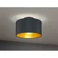 Edle Deckenleuchte Hostel Mit Stoff Lampenschirm Schwarz Gold Ø 30cm