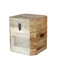 baario Sitztruhe Truhe BAKAR Kiste, Sitzbank voll massiv Mangoholz Antik Vintage Design