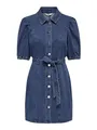 ONLY Damen Onlvibbe Ss Belt DNM Dress MBD Noos, Medium Blue Denim, M