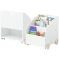 Bellabino Towy Kinderregal – Kinder Bücherregal mit 3 Fächern – Montessori Regal Weiß - Aufbewahrungsregal Kinderzimmer mit Rollen – Spielzeugregal mit Geheimfach – Kinderbücherregal 43x40x43 cm