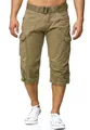 Indicode Herren Nicolas Check 3/4 Cargo-Shorts inkl. Gürtel | Herrenshorts aus Baumwolle Greige, XL