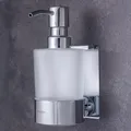 Dolvhin Seifenspender Wandbefestigung ohne Bohren | Milchglas Handseifenspender | Edelstahl Pumpspender & Wandhalterung | Wandseifenspender zum Kleben | Spülmittelspender 250ml | Chrom Poliert