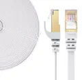 Elfcam Cat 7 Flachkabel Patchkabel 10 m Weiß, RJ45 Netzwerkkabel S/FTP, 10 Gbit/s, 600 MHz, 100% Kupfer, Ethernet LAN Kabel für Router, PC, Konsole, Glasfaser