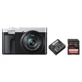 Panasonic DMC-TZ99 + DMW-BLG 10E + SD Karte 128 GB silber / schwarz