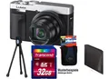 Panasonic DC-TZ99 silber Digitalkamera mit Leica 30-fach Zoom mit 32 GB Megaset