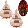 2er Set Orientalische Laterne Leuchte Tischlampe Lamisa Kupfer