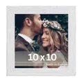 VictoR Bilderrahmen Klee 10x10 cm Shabby weiß - moderner schlichter Fotorahmen Holz 10x10 - Bilderrahmen weiß 10x10 - Shabby Chic Look