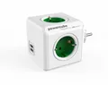 allocacoc PowerCube Duo USB Original Grün, Reiseadapter & 4x Steckdose und 2xUSB