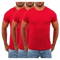 Young & Rich T-Shirt Herren Uni Basic rundhals Ausschnitt Unterziehshirt 1701 Rundhalsauschnitt unifarben kurzarm regular fit rot L