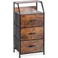 Relaxdays Standregal Metall Schwarz Dunkelbraun mit 3 Schubladen und 2 Ablagen 92 cm x 45 cm x 30 cm 7 kg