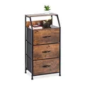 Relaxdays Standregal, 3 Schubladen, 2 Ablagen, Bücher & Deko, Regalkommode Industrial, HxBxT: 92x45x30 cm, braun/schwarz