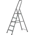 DRABEST | Stahlleiter - Leiter - haushaltsleiter - leiter 5 stufen - Klapptritt - Stahl - Universal - bis 125 kg