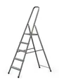 DRABEST - Stehleiter - mit 5 Stufen - bis 125 kg belastbar - 1,73 m lang - Arbeitshöhe 3 m - Trittleiter, Bockleiter aus Stahl pulverbeschichtet - für Haushalt, Malerarbeiten - Grau