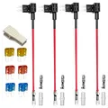 Gebildet 4pcs 12V 24V Micro 2 Add-a-Circuit Autosicherungen Stromdieb, Piggy Back Sicherungshalter mit Kabelbaum, Stecksicherung Verteiler Flachsicherungsadapter mit 6pcs sicherung (5A/10A/15A)