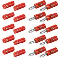 10x Bananenstecker Buchse Set | 4mm | Stecker und Buchse | mit Schraubverschluss | für Lautsprecherkabel AV-Receiver Verstärker | Bananas Banana Lautsprecher Boxen Audio HiFi Kabel | Rot | 10 Stück