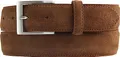 BELTINGER Italienischer Veloursleder-Gürtel, 35 mm breit, Herren, Anzuggürtel, Hosengürtel, Wildleder, Schließe Silber | Tabac 120cm