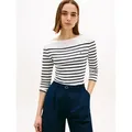 Tommy Hilfiger 3/4-Arm-Shirt NEW CODY SLIM BOAT-NECK mit Logostickerei beige L (42/44)