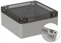 POLLIN, Polycarbonat Gehäuse, 122 x 120 x 55 mm, IP66, Lichtgrau, Glasklarer Deckel