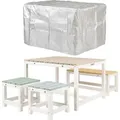 WONDERMAKE® Design Kindersitzgruppe Outdoor Garten Holz mit Abdeckung, Kinder-Sitzgarnitur Indoor Picknick-Gruppe ab 3 Jahre Gartenmöbel-Set wei... - Bunt/Grau/Gelb/Blau/Grün/Weiß
