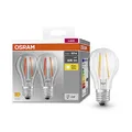 Osram BASE CLASSIC A FIL 60 LED-Lampe mit Sockel E27, klassische Kolbenform, Doppelpack, 6,5W, 806lm, 2700K, warmweißes Licht, geringe Wärmeentwicklung, lange Lebensdauer, geringer Energieverbrauch