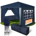 Kronenburg Faltpavillon wasserdicht Dachmaß 3 x 3 m UV Schutz 50+ Pavillon in Blau mit 4 Seitenteilen