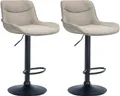 CLP 2er Set Barhocker Vonore Stoff höhenverstellbar und 360 Grad drehbar taupe Gestell Farbe schwarz