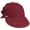 Seeberger Ansali Strohvisor Damen - Bandanacap Tuch Bandanatuch mit Schirm, Schirm Sommer Frühling-Sommer - One Size dunkelrot