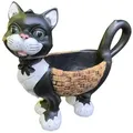 Aspinaworld Gartenfigur Katzen Figur zum bepflanzen 37 cm wetterfest, Figur für den Garten schwarz