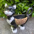 Gartenfigur Gartendeko Katzen Figur zum bepflanzen 37 cm Balkon Deko Figur