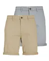 Herren Chino Shorts Regular Fit 12281875 ,2er Pack Ultimate Grey / Crockery ,S