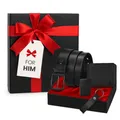 Frank Martin Premium Herren Geschenk Set 5-teilig Schwarz Geldbörse Gürtel Schlüsselanhänger Feuerzeug inkl. Elegantes Geschenk für Männer Geburtstag Vatertag
