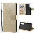 CoverKingz Handy Case kompatibel mit Samsung Galaxy S22 5G - Handy Cover mit Kartenfach Phonecase - Smartphone Hülle klappbar Motiv Mandala Gold