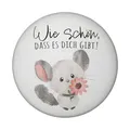 Chinchilla Magnet rund rund mit Spruch Wie schön DASS es Dich gibt zum Geburtstag knuffiger Hamster-Maus Gruß für Freundin