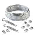 10m DRAHTSEIL SET 10mm 6x37+FC + 6x SEILKLEMMEN + 2x SPANNSCHLOSS M10 HAKEN - ÖSE + 2x KAUSCHE Stahl verzinkt Stahlseil Forstseil Windenseil Drahtseilklemme Klemme Anschlagseil Seilspanner Spanner