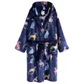 Next Damenbademantel Morgenmantel mit Whippet-Motivprint, Polyester (recycelt) blau XL