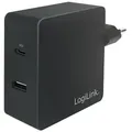 LogiLink Steckdosenadapter Dual-USB mit USB-C (PD) und USB-A, 65W, Schwarz