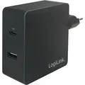 LogiLink USB-Ladegerät PA0213, 65 Watt, 1x USB-C und 1x USB-A, 2 Ports, Schnellladegerät