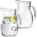 KONZEPT Wasserkrug Glaskrug Transparent Ergonomischer Griff, (2-tlg), Volumen: 1L, 500 ml, 250 ml. Set 1/2/3 Stk. 1000 ml