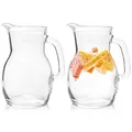 KONZEPT Hochwertiger Wasserkrug Glas 2 Stk Set 1 Liter Glaskrug Perfekt für Wasser, Milch, Säfte Wasserkanne mit ergonomischem Griff – In verschiedenen Größen erhältlich