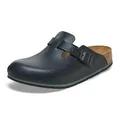 Birkenstock Damen Herren Boston Pro Hausschuhe Leder Pantoletten - Clogs - Zertifiziert nach EN ISO 20347:2043 - Berufsschuhe für Medizin, Gastronomie und Service - Schwarz - 39