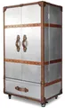 Casa Padrino Luxus Weinschrank Silber / Braun 63 x 52 x H. 130 cm Kofferschrank