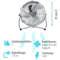 Grafner® Bodenventilator Tischventilator 31cm Durchmesser im Retro-Stil