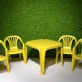 Kindermonoblock SET gelb 4xStuhl Sedia Baby 1xTisch Tavolo