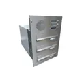 B-042 3er Durchwurf-Briefkasten mit Sprechsieb V2A-Edelstahl Mauerstärke 39-62cm