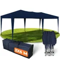 Kronenburg Faltpavillon wasserdicht Pavillon, Gartenzelt, 3x6 m - mit UV Schutz 50+, Blau