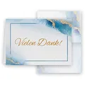 10 Danksagungskarten mit Umschlag Danke Dankeskarte Klappkarten Dankeschön Hochzeit Feier Jubiläum Feude Trauer Trauerkarten Danksagungskarte Anteilnahme Geschäftlich stilvoll Blau Gold