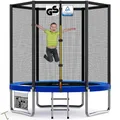 Devoko Trampolin Outdoor Ø 183/228/305/366/427 cm Indoor Trampolin Kinder Gartentrampoline, Komplettset mit Schuhnetz, Leiter, Randabdeckung, Sicherheitsnetz, Belastbarkeit 50 kg (Blau)