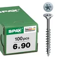 SPAX Universalschraube, 6 x 90 mm, 100 Stück, Teilgewinde, Senkkopf, T-STAR plus T30, 4CUT, WIROX - 0191010600903